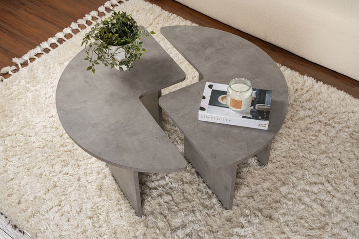 Nordure Moira Mesa de Café Redonda Gris Concreto Ø90 x 41 cm